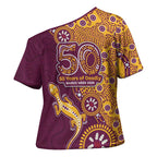 Brisbane Broncos NAIDOC Week 2026 Cross Shoulder Shirt Aboriginal Lizard Dot Painting - 50 Years of Deadly