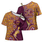 Brisbane Broncos NAIDOC Week 2026 Cross Shoulder Shirt Aboriginal Lizard Dot Painting - 50 Years of Deadly