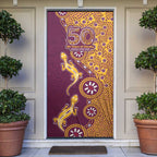 Brisbane Broncos NAIDOC Week 2026 Door Cover Aboriginal Lizard Dot Painting - 50 Years of Deadly