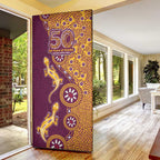 Brisbane Broncos NAIDOC Week 2026 Door Cover Aboriginal Lizard Dot Painting - 50 Years of Deadly