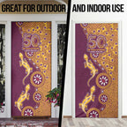 Brisbane Broncos NAIDOC Week 2026 Door Cover Aboriginal Lizard Dot Painting - 50 Years of Deadly