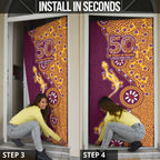 Brisbane Broncos NAIDOC Week 2026 Door Cover Aboriginal Lizard Dot Painting - 50 Years of Deadly