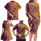 Brisbane Broncos NAIDOC Week 2026 Family Matching Long Sleeve Bodycon Dress and Hawaiian Shirt Aboriginal Lizard Dot Painting - 50 Years of Deadly