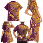 Brisbane Broncos NAIDOC Week 2026 Family Matching Short Sleeve Bodycon Dress and Hawaiian Shirt Aboriginal Lizard Dot Painting - 50 Years of Deadly