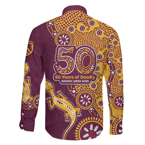Brisbane Broncos NAIDOC Week 2026 Family Matching Tank Maxi Dress and Hawaiian Shirt Aboriginal Lizard Dot Painting - 50 Years of Deadly