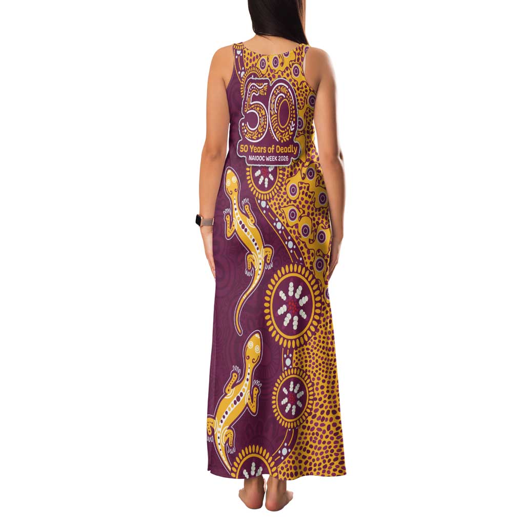 Brisbane Broncos NAIDOC Week 2026 Family Matching Tank Maxi Dress and Hawaiian Shirt Aboriginal Lizard Dot Painting - 50 Years of Deadly