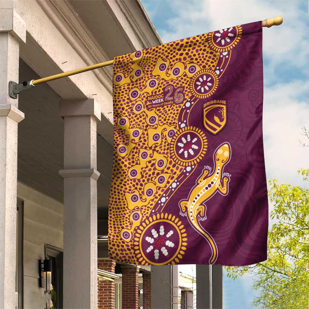 Brisbane Broncos NAIDOC Week 2026 Garden Flag Aboriginal Lizard Dot Painting - 50 Years of Deadly
