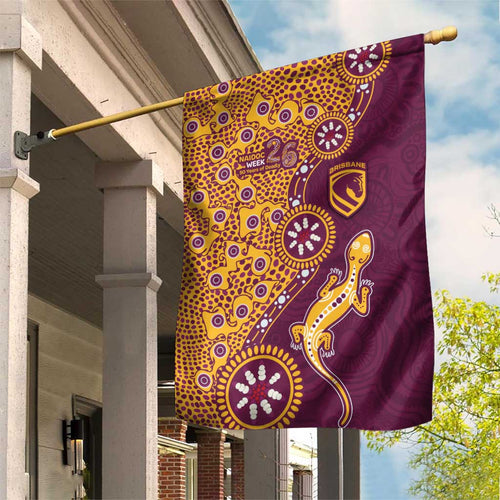 Brisbane Broncos NAIDOC Week 2026 Garden Flag Aboriginal Lizard Dot Painting - 50 Years of Deadly