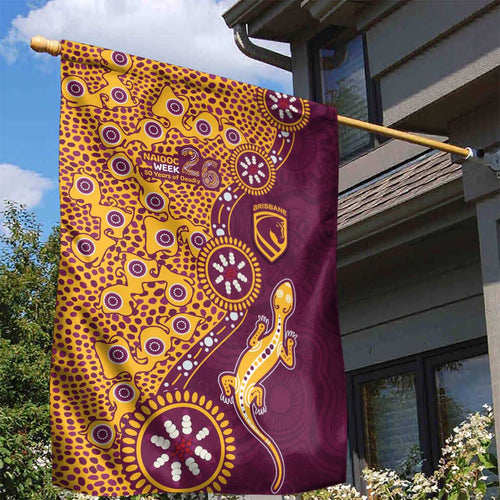 Brisbane Broncos NAIDOC Week 2026 Garden Flag Aboriginal Lizard Dot Painting - 50 Years of Deadly