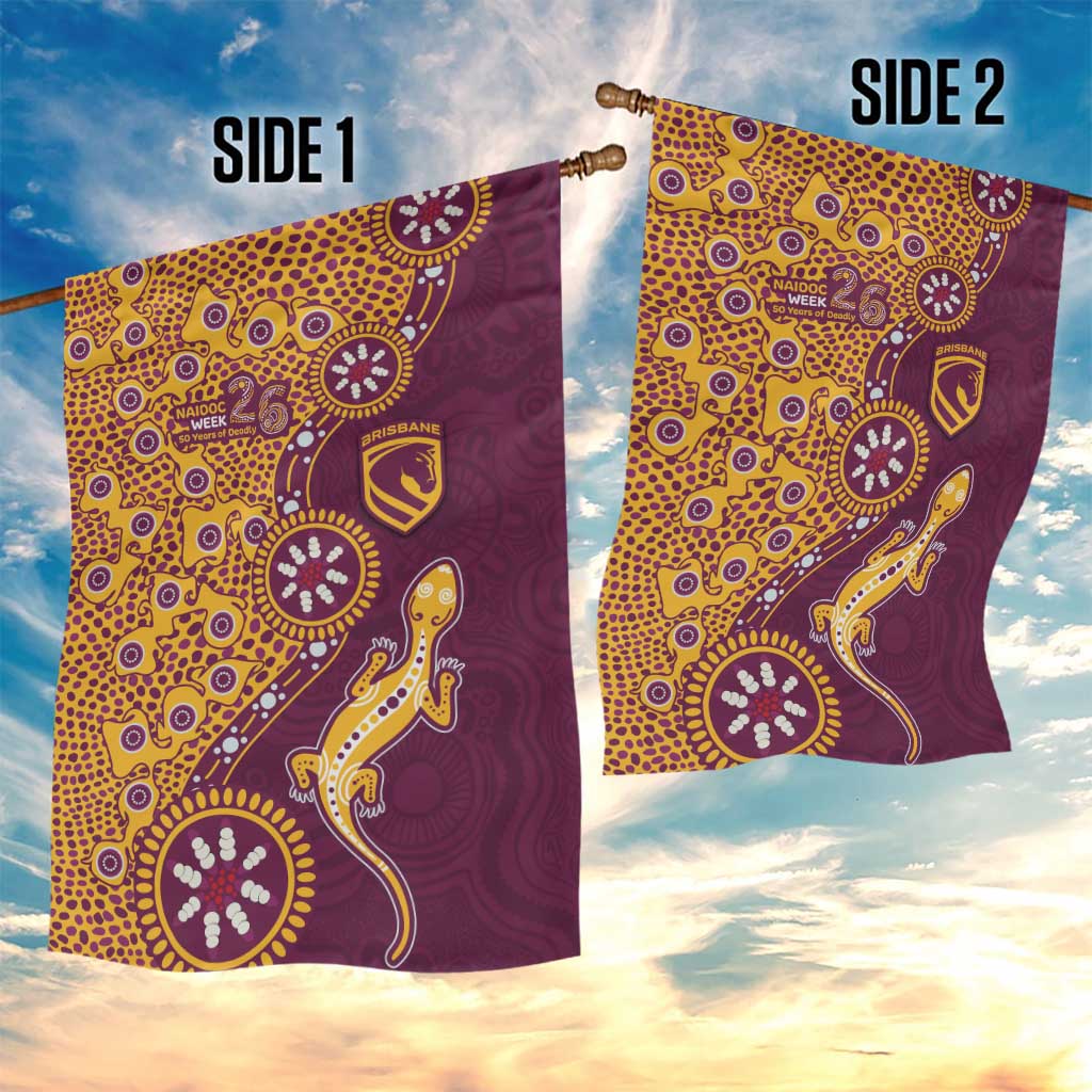 Brisbane Broncos NAIDOC Week 2026 Garden Flag Aboriginal Lizard Dot Painting - 50 Years of Deadly