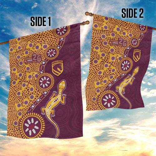 Brisbane Broncos NAIDOC Week 2026 Garden Flag Aboriginal Lizard Dot Painting - 50 Years of Deadly