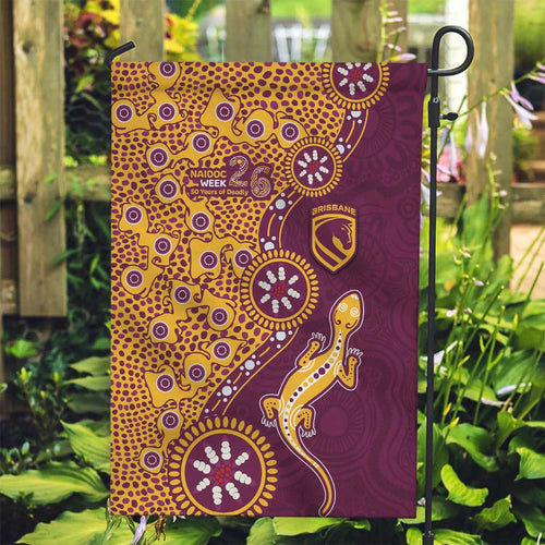 Brisbane Broncos NAIDOC Week 2026 Garden Flag Aboriginal Lizard Dot Painting - 50 Years of Deadly