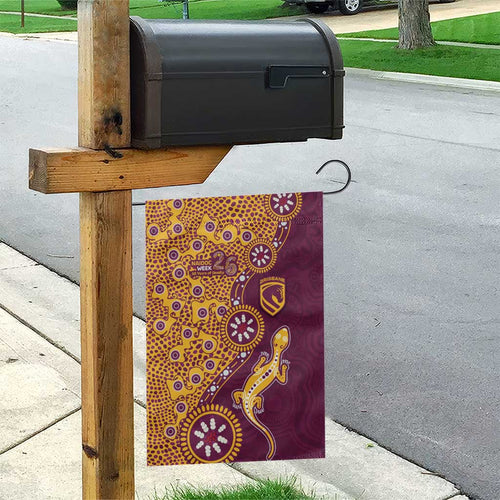Brisbane Broncos NAIDOC Week 2026 Garden Flag Aboriginal Lizard Dot Painting - 50 Years of Deadly