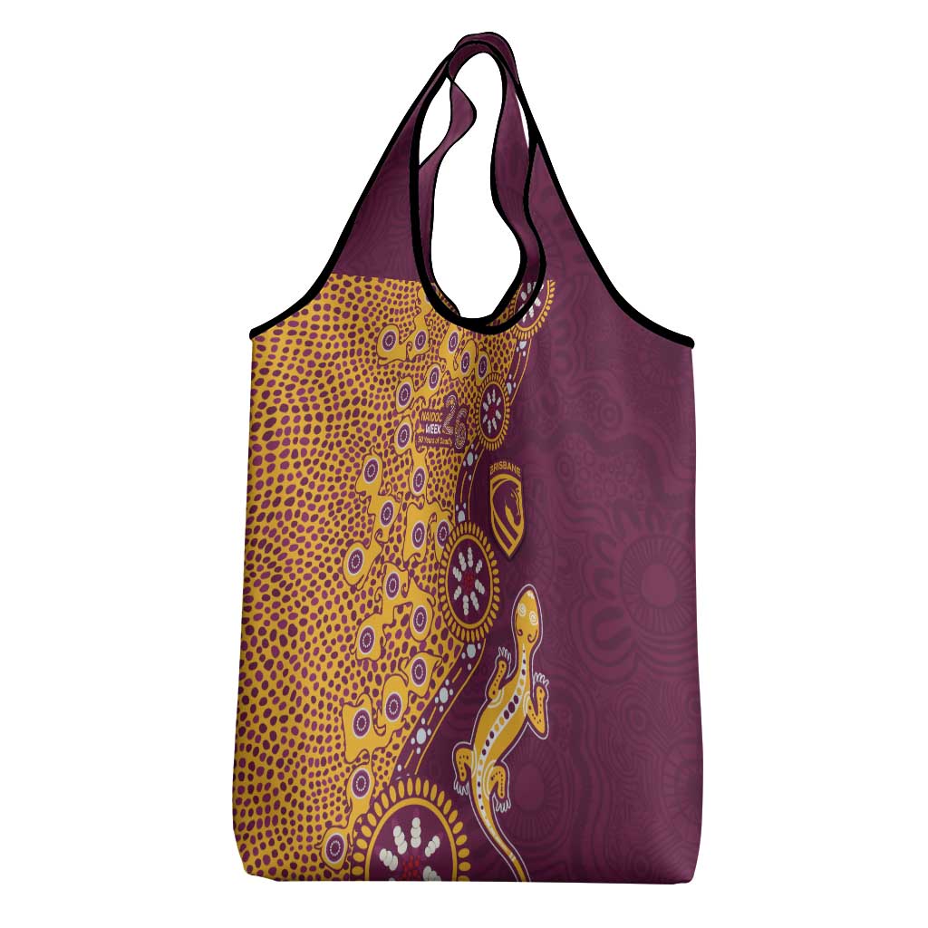Brisbane Broncos NAIDOC Week 2026 Grocery Bag Aboriginal Lizard Dot Painting - 50 Years of Deadly
