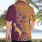 Brisbane Broncos NAIDOC Week 2026 Hawaiian Shirt Aboriginal Lizard Dot Painting - 50 Years of Deadly