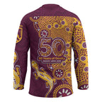Brisbane Broncos NAIDOC Week 2026 Hockey Jersey Aboriginal Lizard Dot Painting - 50 Years of Deadly