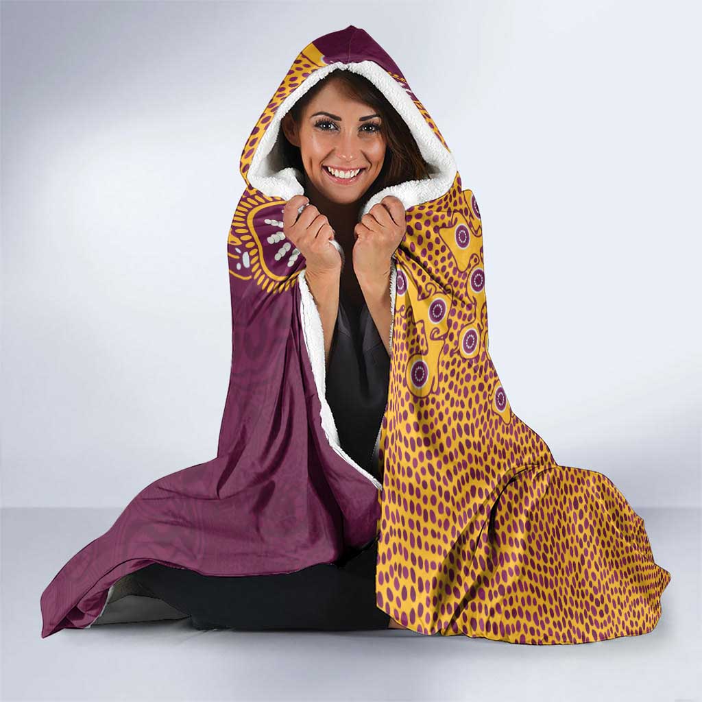 Brisbane Broncos NAIDOC Week 2026 Hooded Blanket Aboriginal Lizard Dot Painting - 50 Years of Deadly