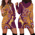 Brisbane Broncos NAIDOC Week 2026 Hoodie Dress Aboriginal Lizard Dot Painting - 50 Years of Deadly