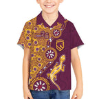 Brisbane Broncos NAIDOC Week 2026 Kid Hawaiian Shirt Aboriginal Lizard Dot Painting - 50 Years of Deadly