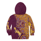 Brisbane Broncos NAIDOC Week 2026 Kid Hoodie Aboriginal Lizard Dot Painting - 50 Years of Deadly