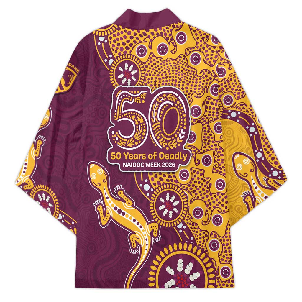 Brisbane Broncos NAIDOC Week 2026 Kimono Aboriginal Lizard Dot Painting - 50 Years of Deadly