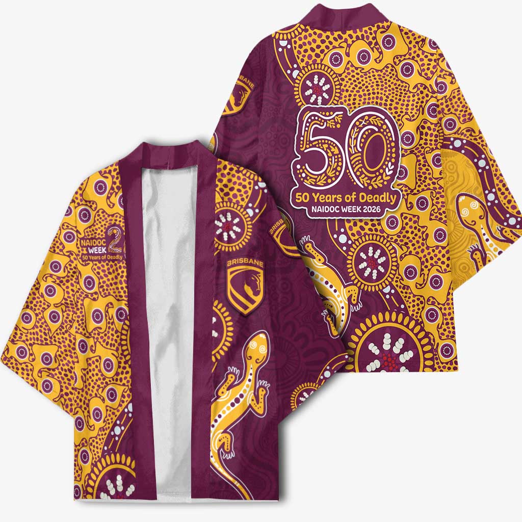 Brisbane Broncos NAIDOC Week 2026 Kimono Aboriginal Lizard Dot Painting - 50 Years of Deadly