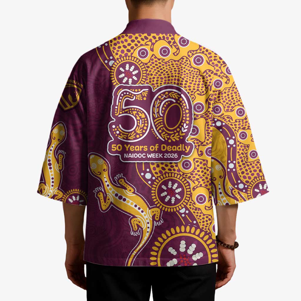 Brisbane Broncos NAIDOC Week 2026 Kimono Aboriginal Lizard Dot Painting - 50 Years of Deadly