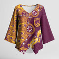 Brisbane Broncos NAIDOC Week 2026 Kimono Sleeve Blouse Aboriginal Lizard Dot Painting - 50 Years of Deadly