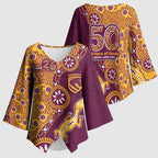Brisbane Broncos NAIDOC Week 2026 Kimono Sleeve Blouse Aboriginal Lizard Dot Painting - 50 Years of Deadly