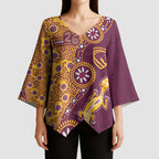Brisbane Broncos NAIDOC Week 2026 Kimono Sleeve Blouse Aboriginal Lizard Dot Painting - 50 Years of Deadly