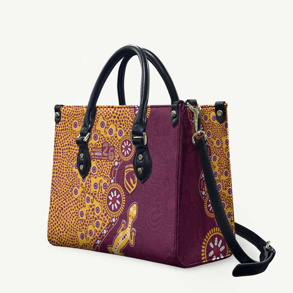 Brisbane Broncos NAIDOC Week 2026 Leather Bag Aboriginal Lizard Dot Painting - 50 Years of Deadly