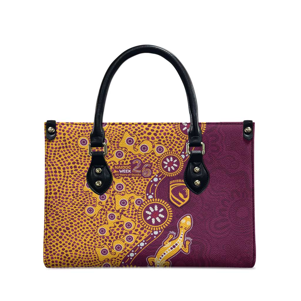 Brisbane Broncos NAIDOC Week 2026 Leather Bag Aboriginal Lizard Dot Painting - 50 Years of Deadly