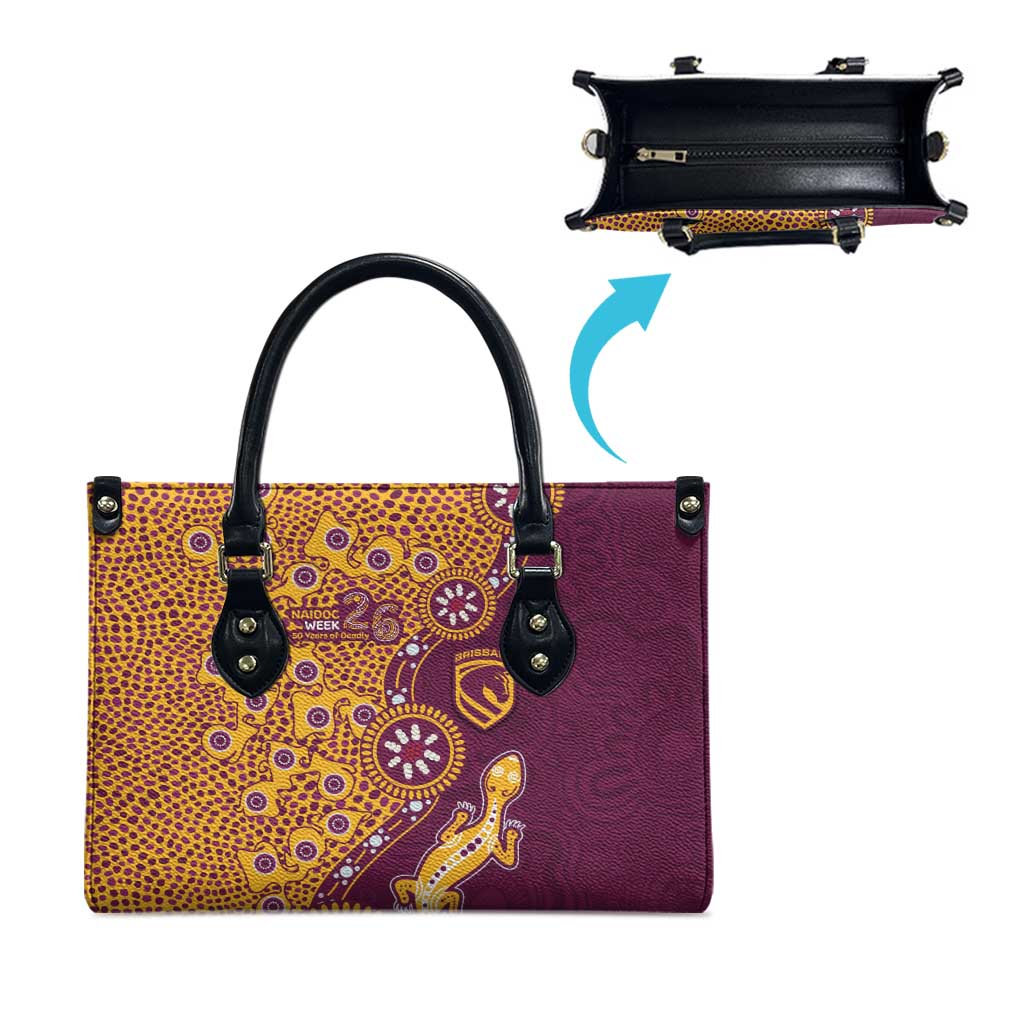 Brisbane Broncos NAIDOC Week 2026 Leather Bag Aboriginal Lizard Dot Painting - 50 Years of Deadly