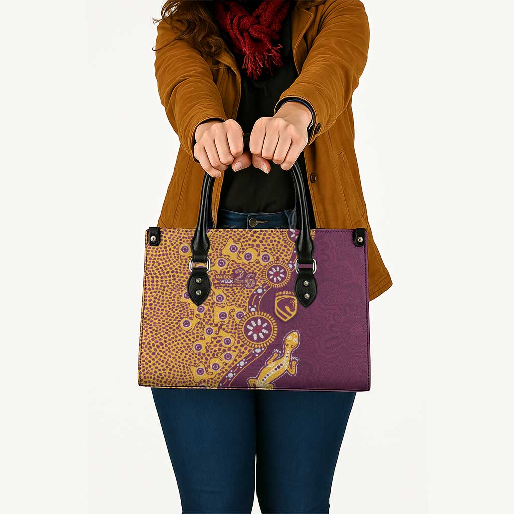 Brisbane Broncos NAIDOC Week 2026 Leather Bag Aboriginal Lizard Dot Painting - 50 Years of Deadly