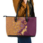 Brisbane Broncos NAIDOC Week 2026 Leather Tote Bag Aboriginal Lizard Dot Painting - 50 Years of Deadly
