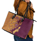 Brisbane Broncos NAIDOC Week 2026 Leather Tote Bag Aboriginal Lizard Dot Painting - 50 Years of Deadly