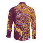 Brisbane Broncos NAIDOC Week 2026 Long Sleeve Button Shirt Aboriginal Lizard Dot Painting - 50 Years of Deadly