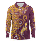 Brisbane Broncos NAIDOC Week 2026 Long Sleeve Polo Shirt Aboriginal Lizard Dot Painting - 50 Years of Deadly