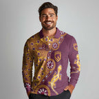 Brisbane Broncos NAIDOC Week 2026 Long Sleeve Polo Shirt Aboriginal Lizard Dot Painting - 50 Years of Deadly