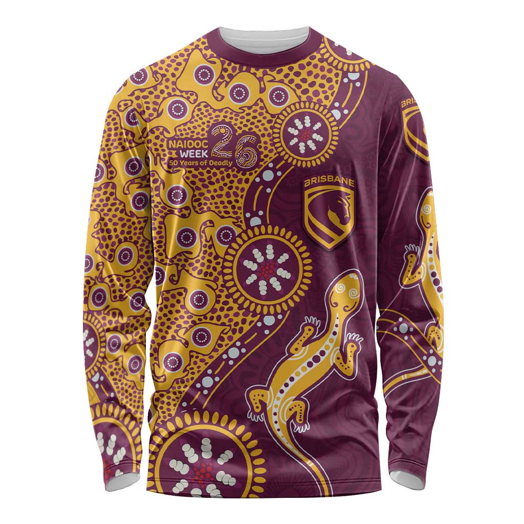 Brisbane Broncos NAIDOC Week 2026 Long Sleeve Shirt Aboriginal Lizard Dot Painting - 50 Years of Deadly