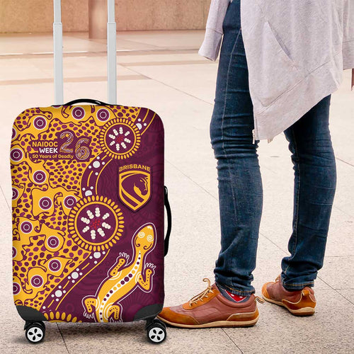 Brisbane Broncos NAIDOC Week 2026 Luggage Cover Aboriginal Lizard Dot Painting - 50 Years of Deadly