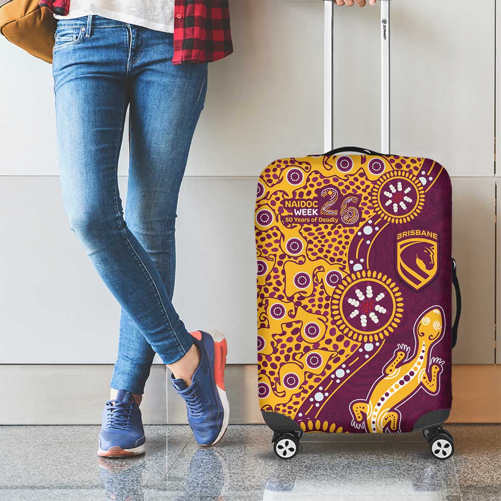 Brisbane Broncos NAIDOC Week 2026 Luggage Cover Aboriginal Lizard Dot Painting - 50 Years of Deadly