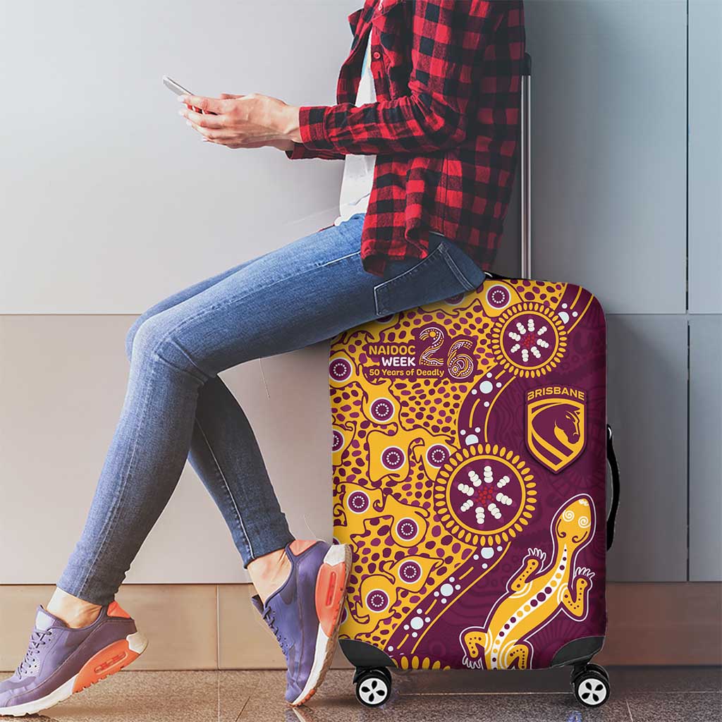 Brisbane Broncos NAIDOC Week 2026 Luggage Cover Aboriginal Lizard Dot Painting - 50 Years of Deadly