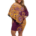 Brisbane Broncos NAIDOC Week 2026 Off Shoulder Short Dress Aboriginal Lizard Dot Painting - 50 Years of Deadly