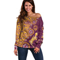 Brisbane Broncos NAIDOC Week 2026 Off Shoulder Sweater Aboriginal Lizard Dot Painting - 50 Years of Deadly