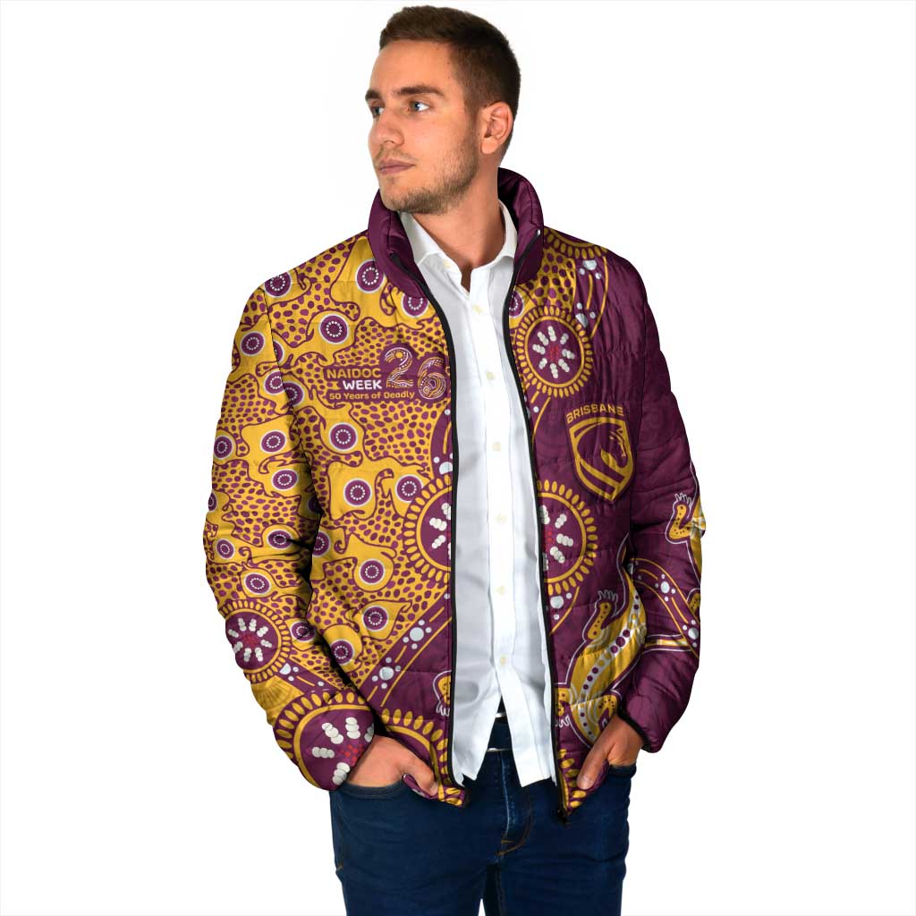 Brisbane Broncos NAIDOC Week 2026 Padded Jacket Aboriginal Lizard Dot Painting - 50 Years of Deadly