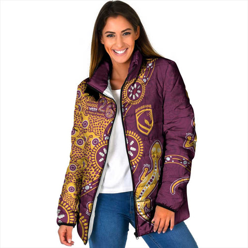 Brisbane Broncos NAIDOC Week 2026 Padded Jacket Aboriginal Lizard Dot Painting - 50 Years of Deadly