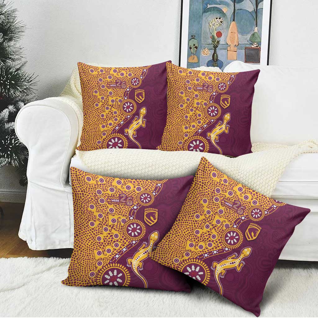 Brisbane Broncos NAIDOC Week 2026 Pillow Cover Aboriginal Lizard Dot Painting - 50 Years of Deadly