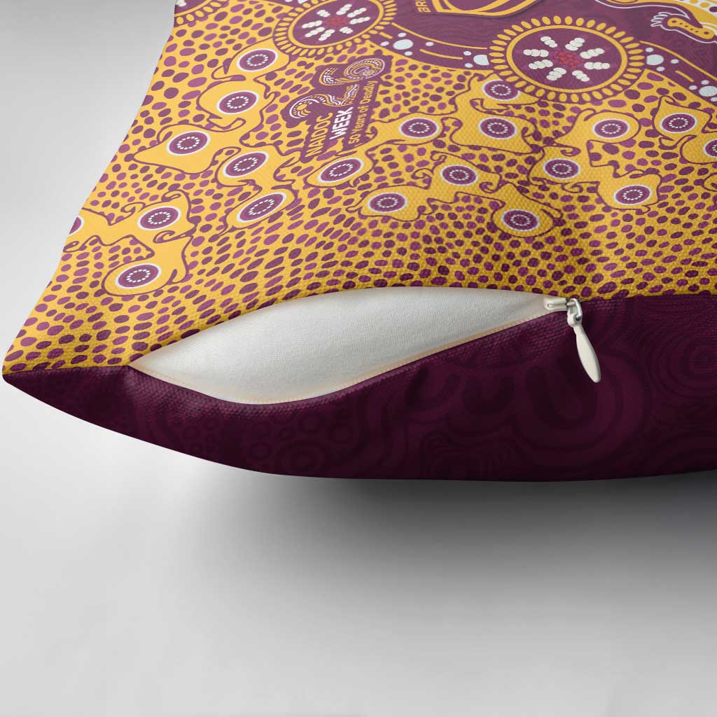 Brisbane Broncos NAIDOC Week 2026 Pillow Cover Aboriginal Lizard Dot Painting - 50 Years of Deadly