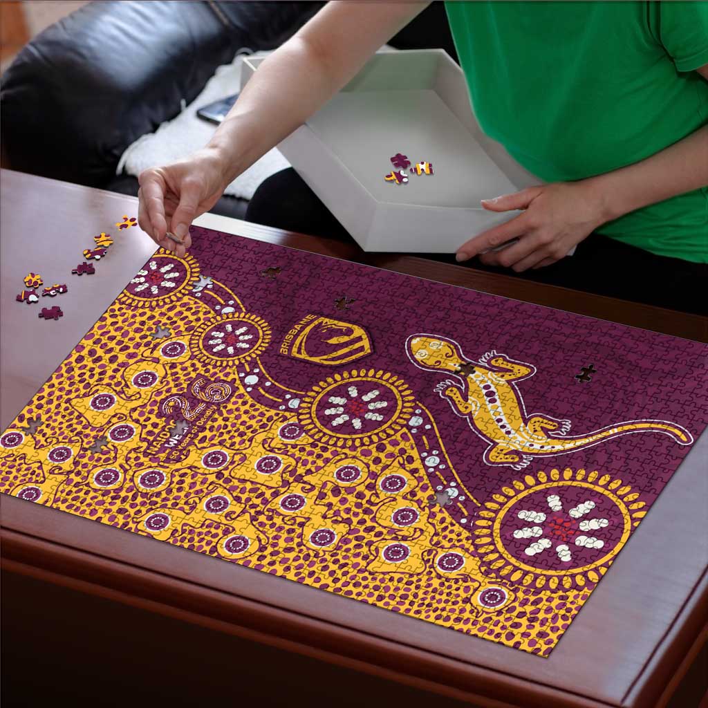 Brisbane Broncos NAIDOC Week 2026 Puzzle Aboriginal Lizard Dot Painting - 50 Years of Deadly
